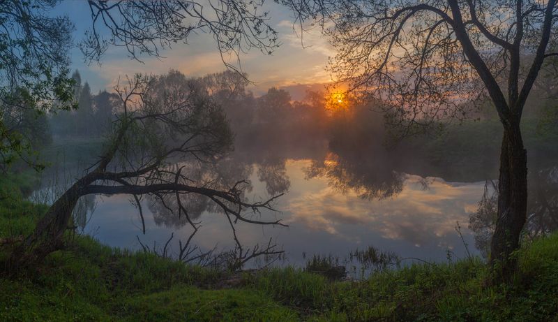 весна, река, рассвет  фото превью