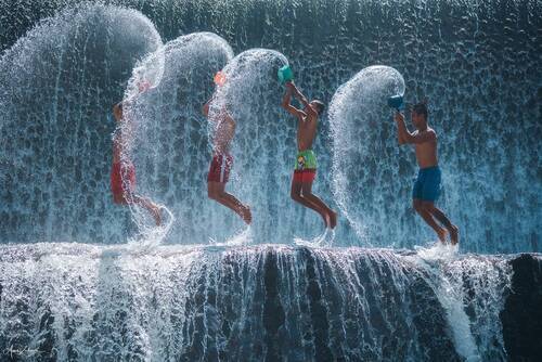 Boys Playing in Unda River