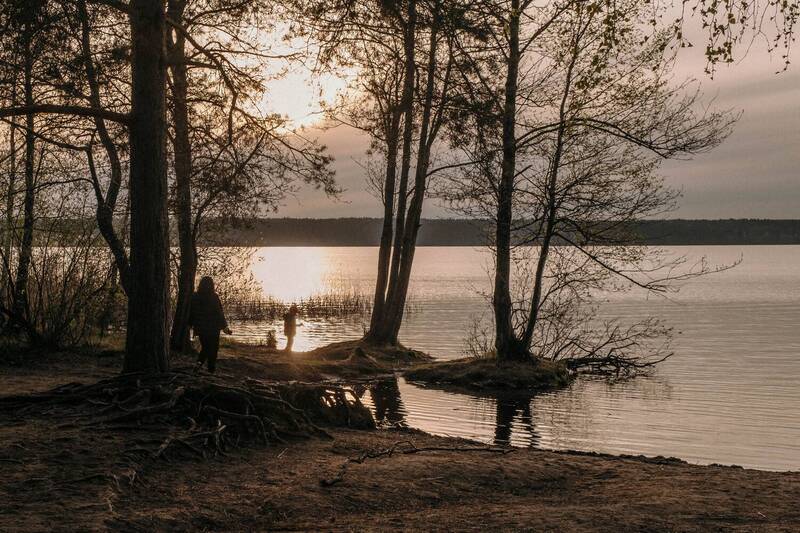 nature, sunset, lake, озеро, природа, закат У озера фото превью