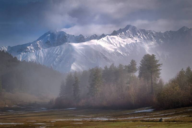 svaneti, tsvirmi, spring, trees, forest, mist, fog, peaks, mountains, clouds, sky, nature, landscape, scenery, travel, outdoors, georgia, sakartvelo, chizh Forest And Mountains фото превью