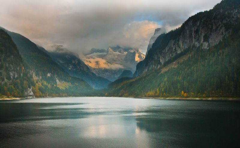 Вечер на озере Госау (Gosau) в Верхней Австрии фото превью