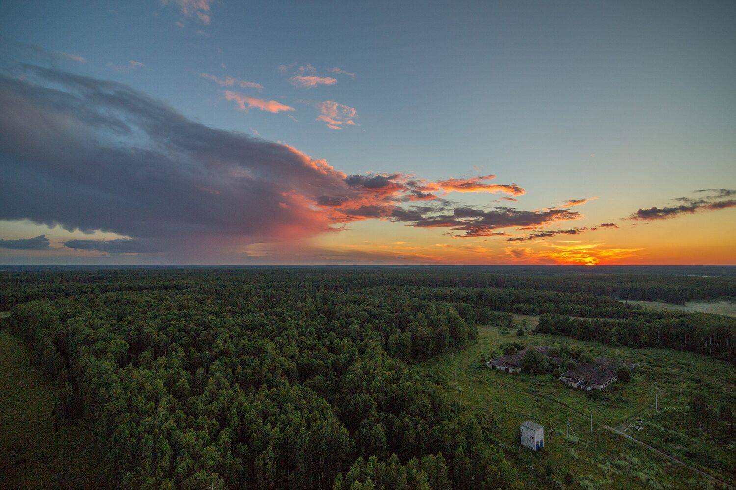 Высота, вышка, закат, деревня, Воробьёв Евгений