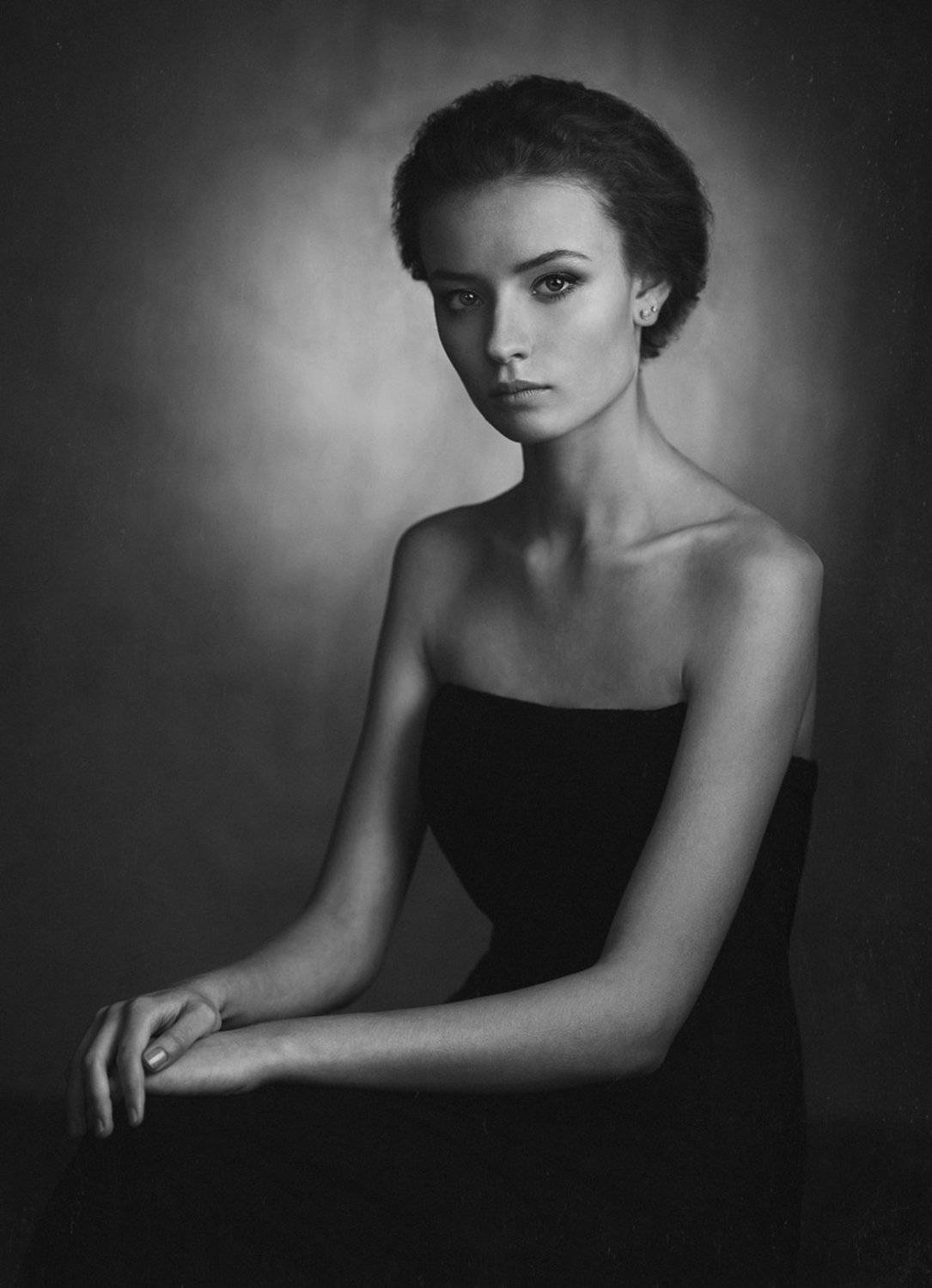 Девушка, Портрет, Свет, Студия, Тень, Черно-белое, Александр Жосан