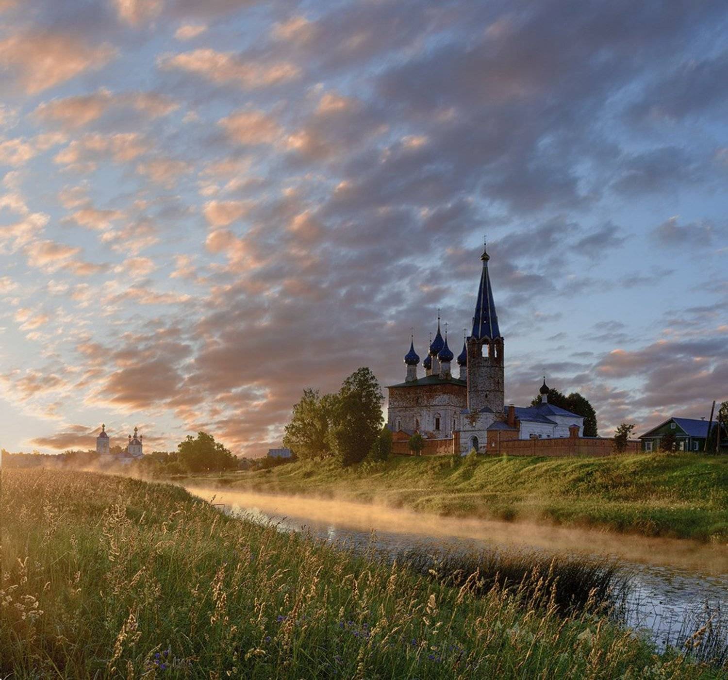 Лето, Пейзаж, Рассвет, Река, Туман, Утро, Анатолий Зверев