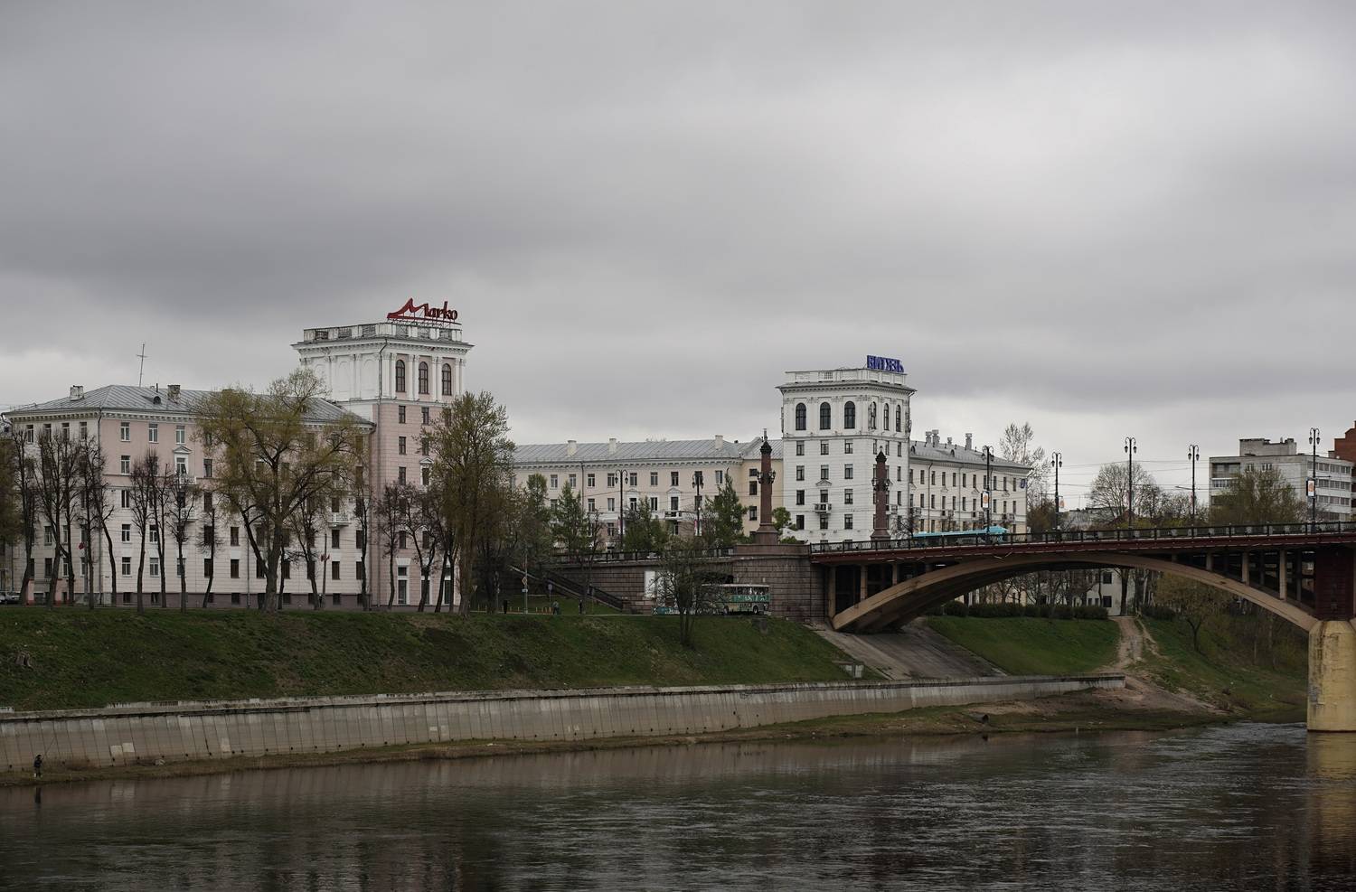 bridge, shore, city, river, reflection, sky, spring, architecture,  Сергей Андреевич