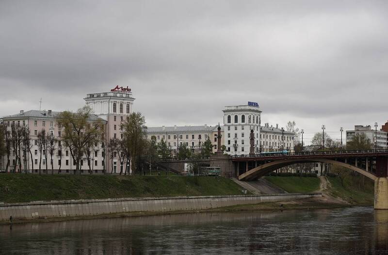 bridge, shore, city, river, reflection, sky, spring, architecture May morning фото превью