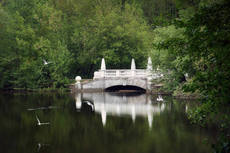 мостик, птицы Вид на мраморный мостик фото превью