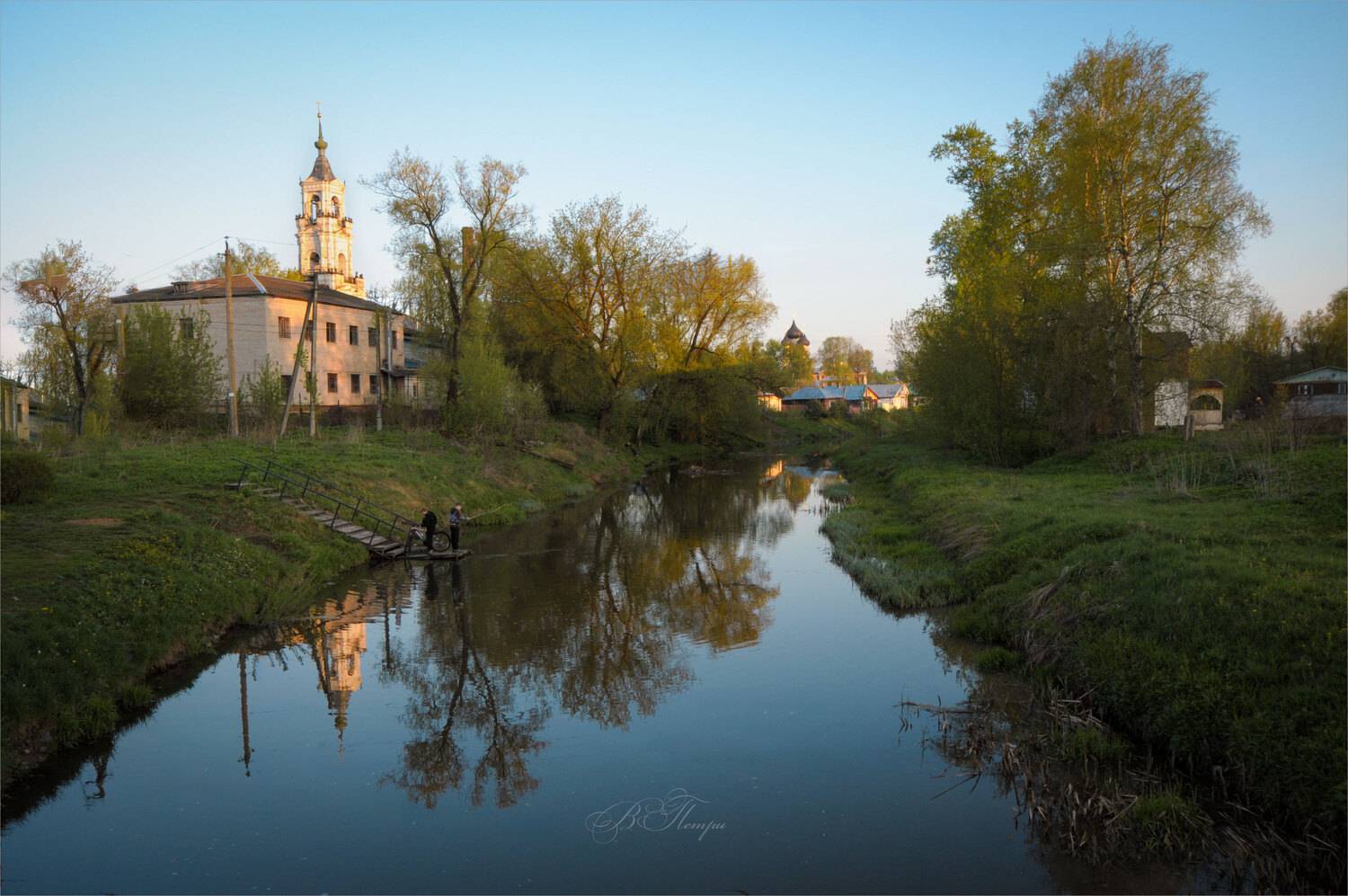 речка, церковь, мостки, мальчики, Вера Петри