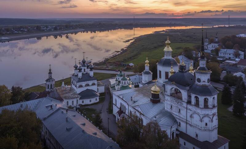 великий устюг, закат, вологодчина, вид сверху Великий Устюг фото превью