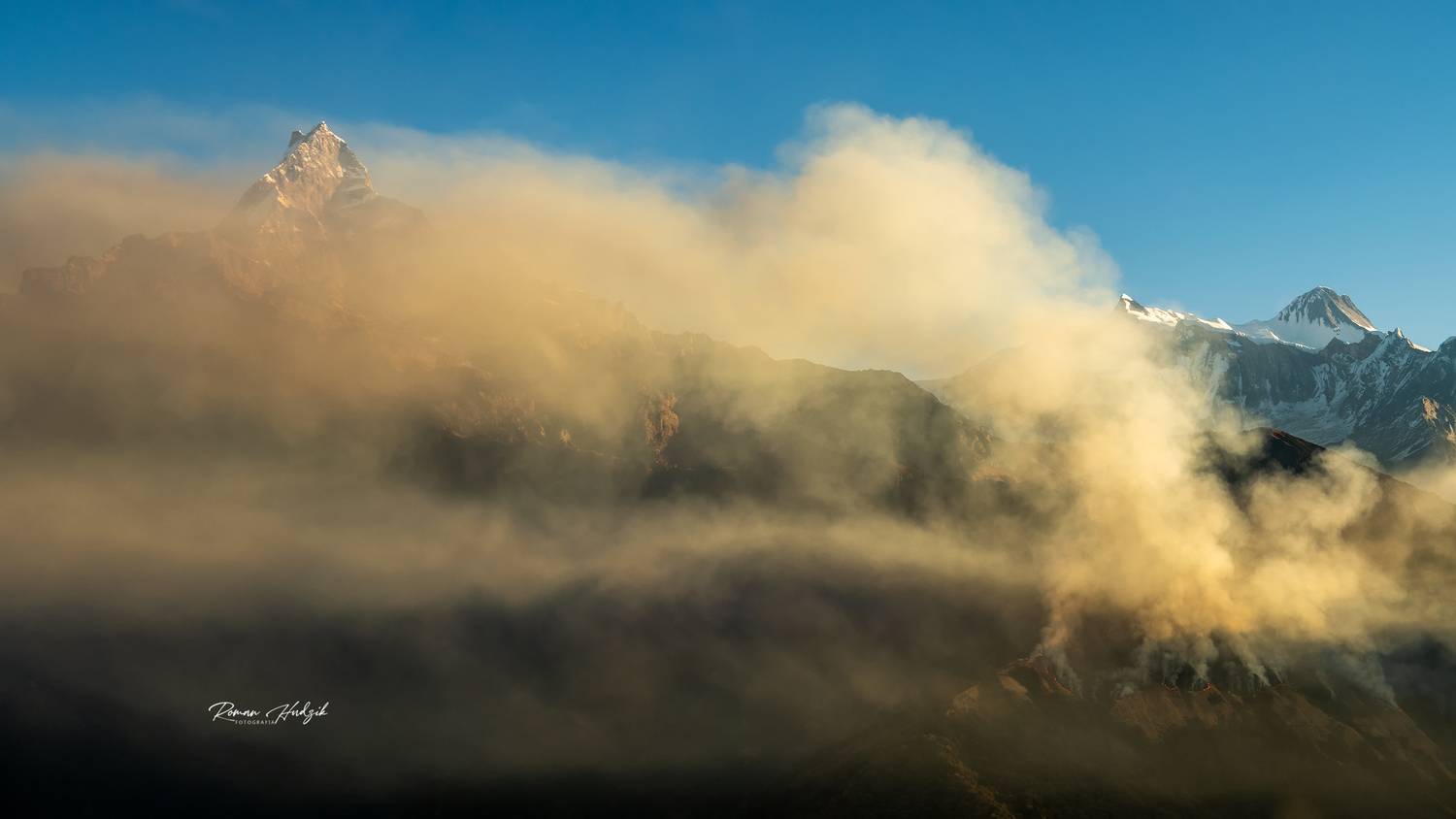 Sunrise, Sunset, Mountains, Himalaje, Fog, Smoke, Hudzik Roman