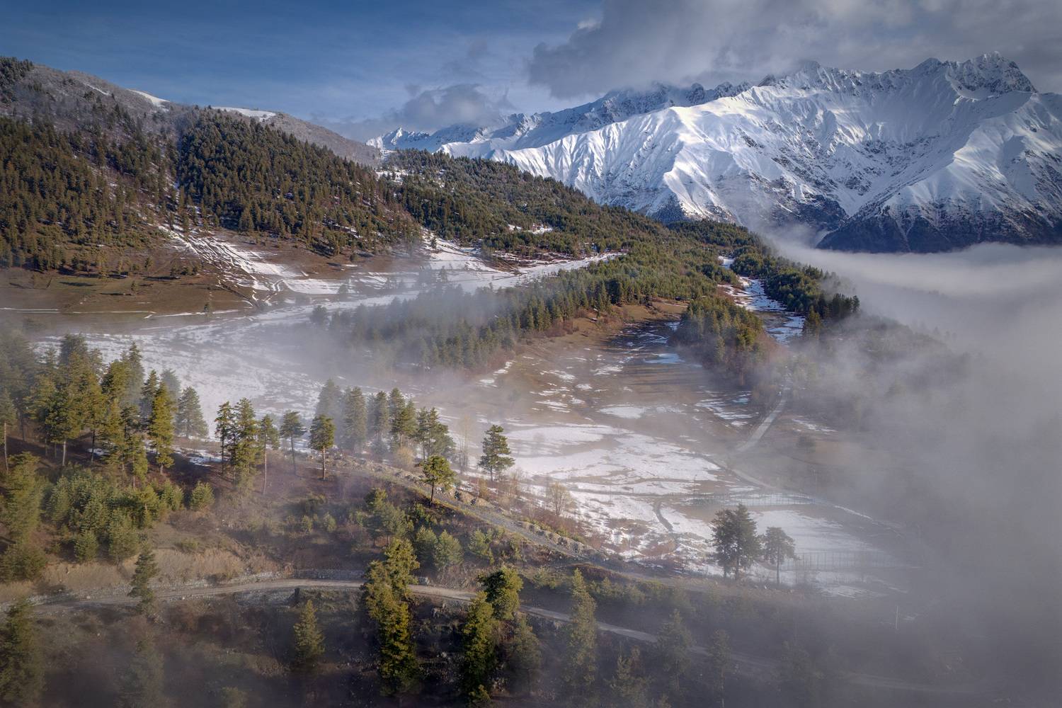 svaneti, tsvirmi, spring, morning, clouds, forest, mountain, fog, sky, nature, landscape, scenery, travel, outdoors, georgia, sakartvelo, chizh, Чиж Андрей