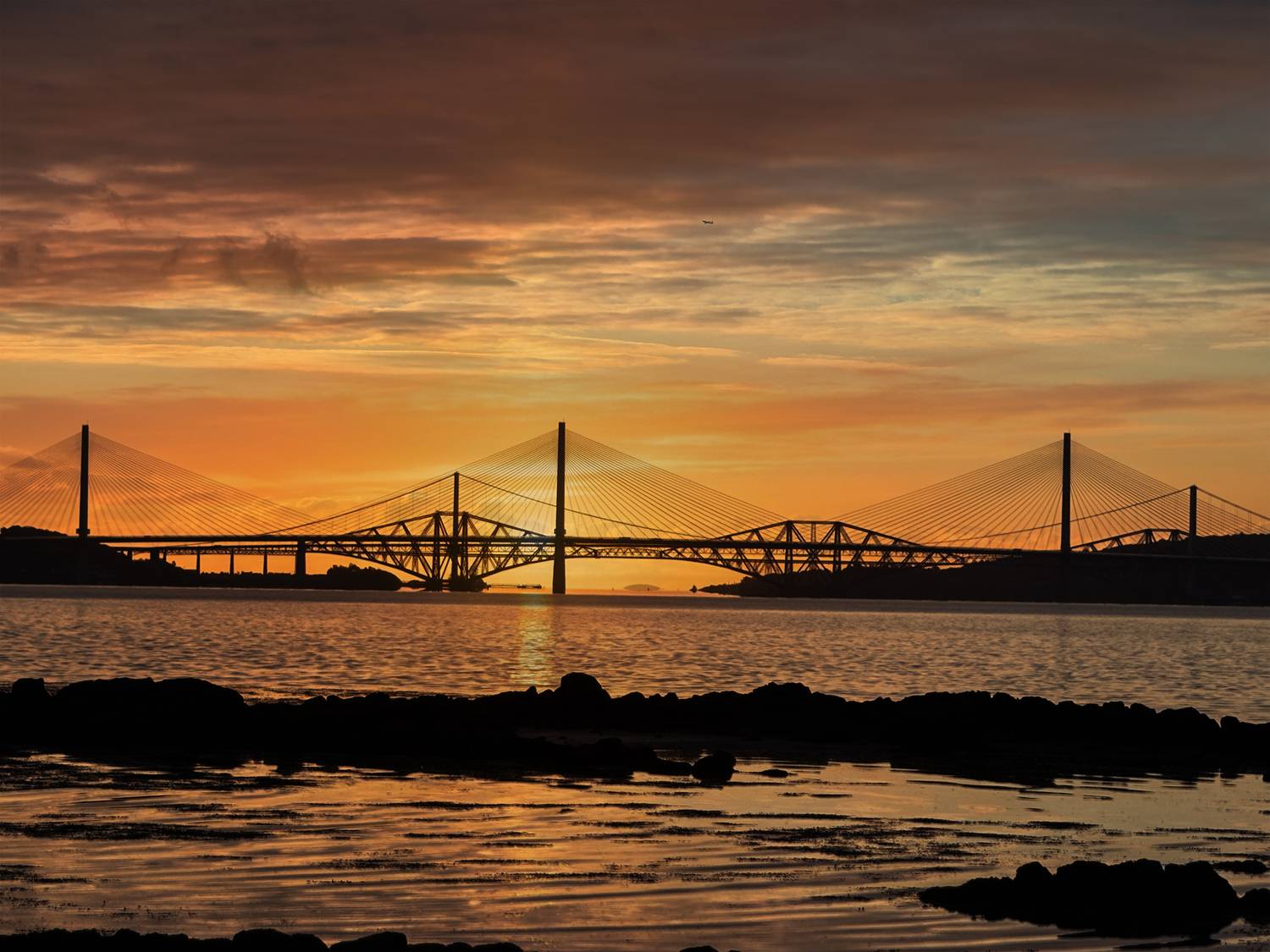 Three Bridges during sunrise. Автор: Chapman Luba these, three, parallel, bridges, are, located, Chapman Luba