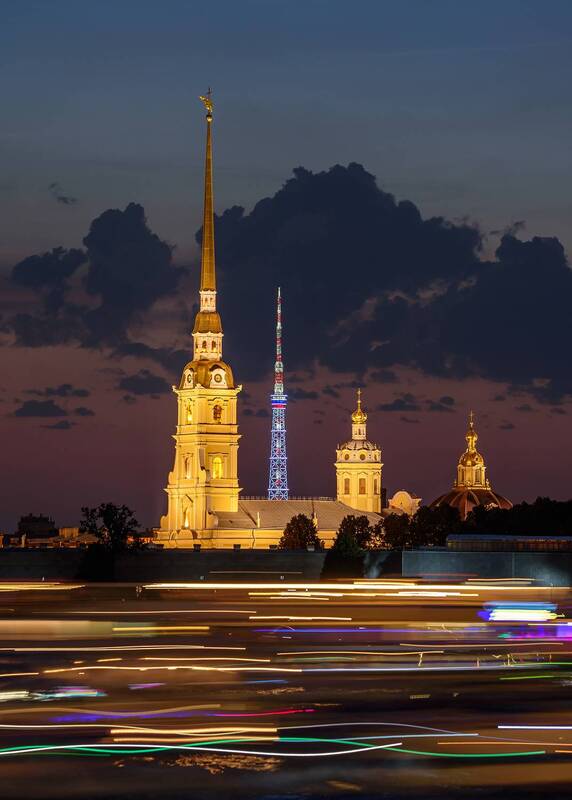 санкт-петербург, питер, нева, ночной город, город ночью, храм, белые ночи, движение, tower, tv tower Невская мишура фото превью