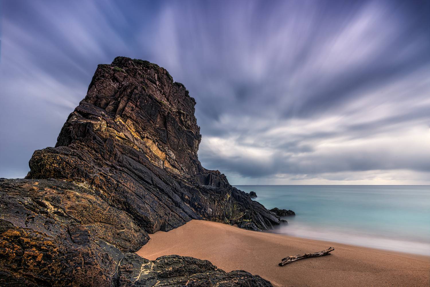 landscape, seascape, nature, longexposure, sand, stack, waterscape, atlantic, ocean, rock, clouds, water, nikon, ireland, yellow, log, beach, Jubic Srecko