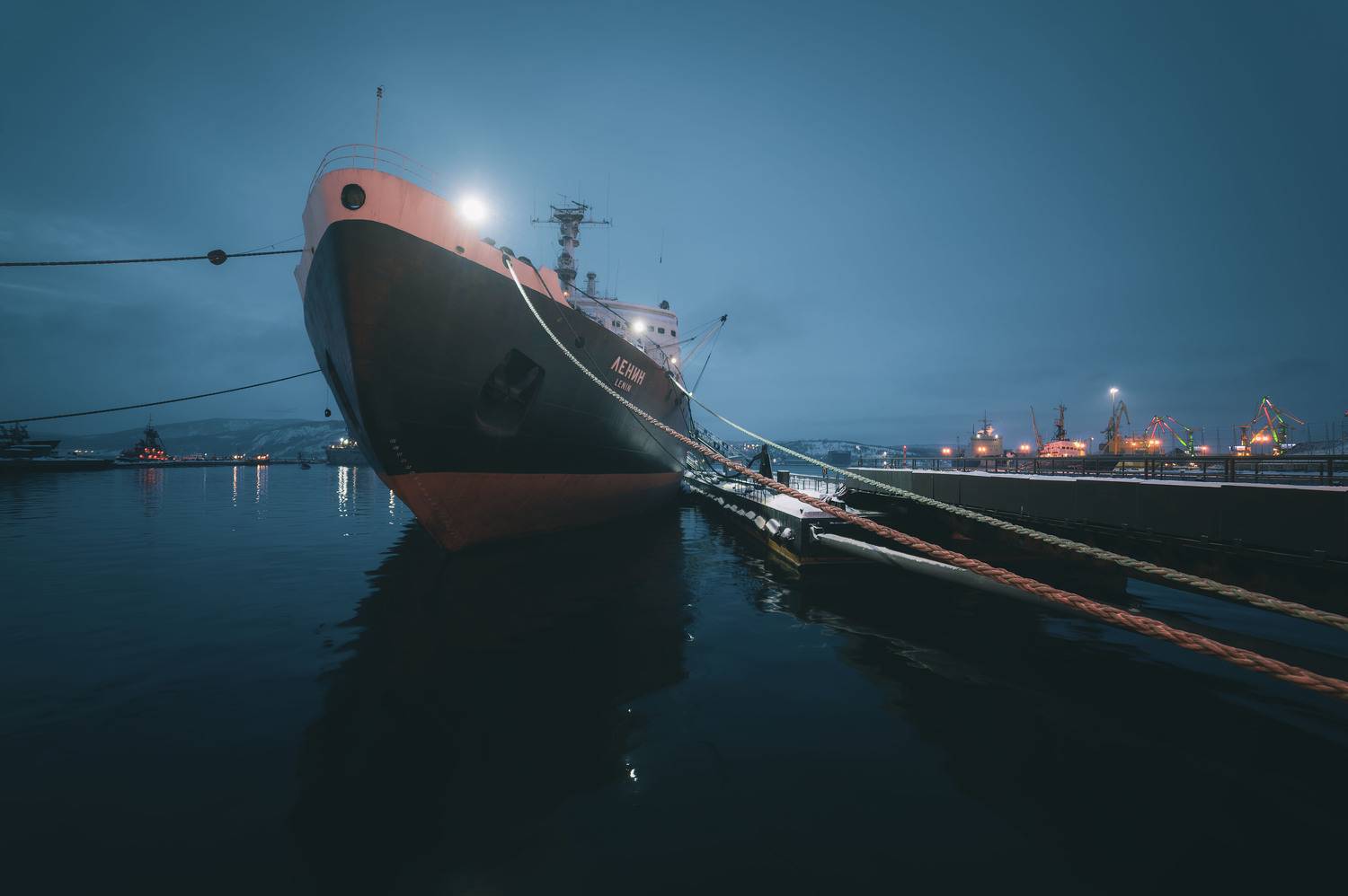 lenin, icebraker, murmansk, kola, peninsula, port, polar, night, ship, Бугримов Егор
