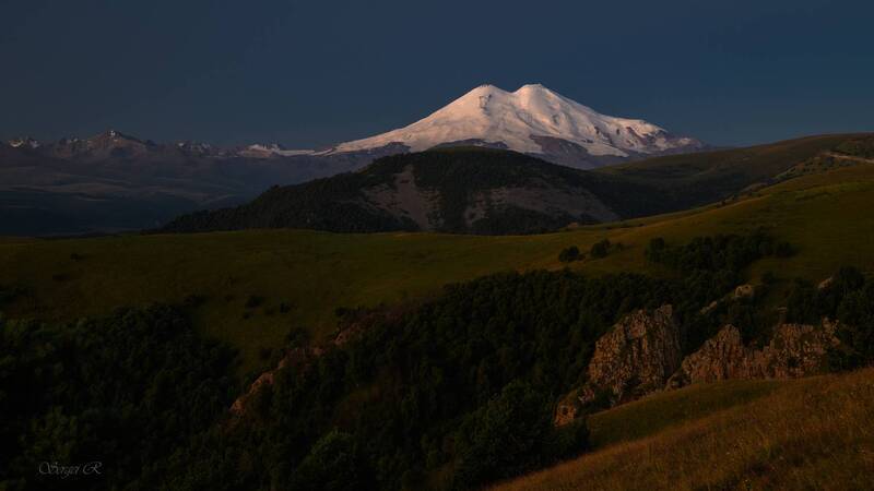 кавказ, эльбрус, приэльбрусье, горы, лес, деревья, кусты, трава, 5 часов утра Раннее утро Приэльбрусья... фото превью