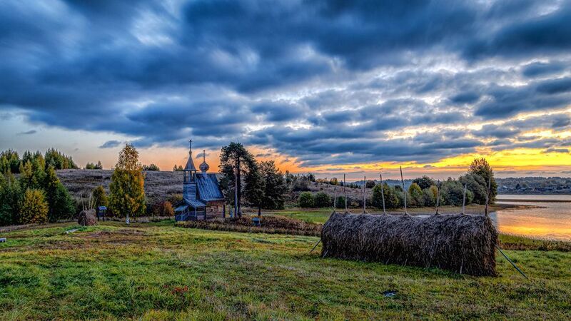 Осень, Закат, Кенозеро, Глазово, Облака Осенний закат на Кенозере фото превью