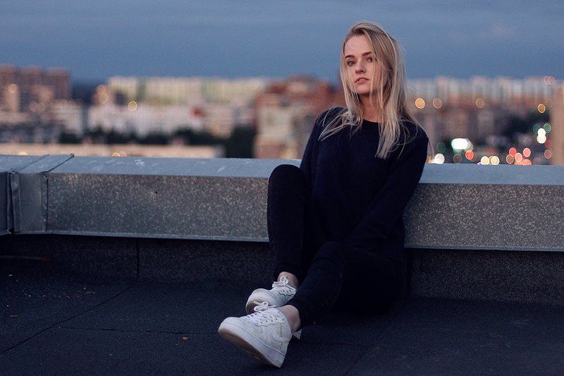 девушка, красота, красиво, модель, закат, вечер, крыша, город, санкт-петербург, питер Ar1 фото превью