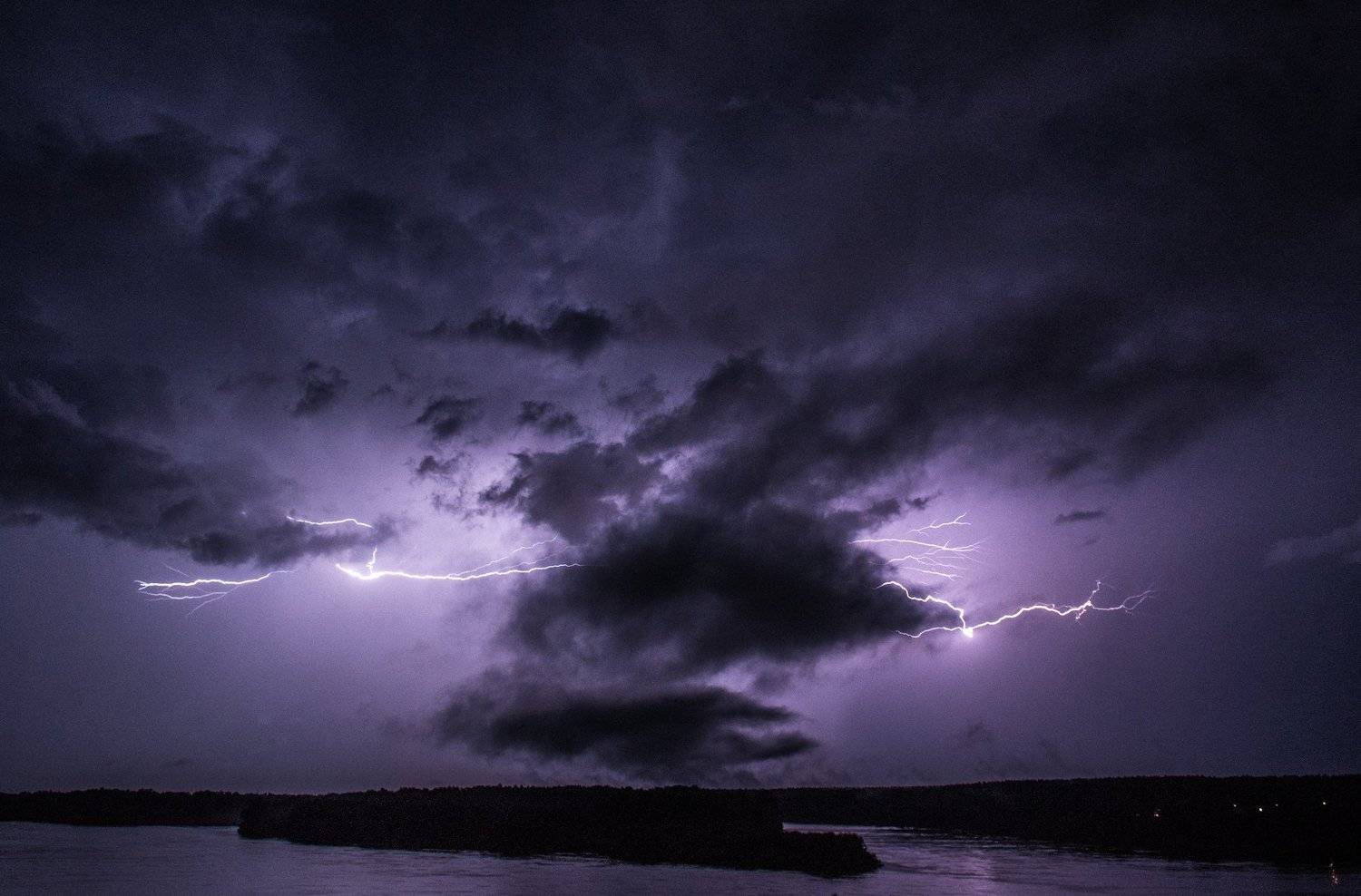 Гроза, Молния, Ночное небо, Ночной пейзаж, Максим Блинов