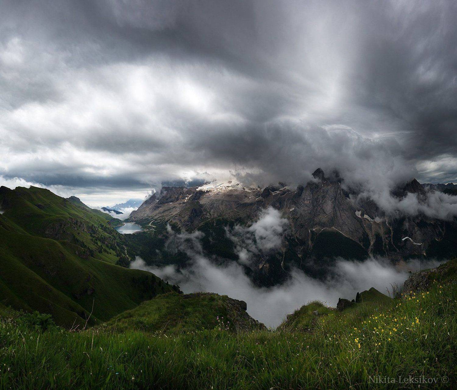 Италия, Доломиты, Альпы, горы, небо, тучи, Nikita Leksikov