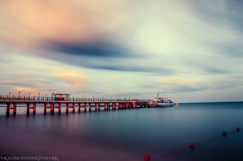 рассвет, закат, пейзаж, море, вода, облака Штиль фото превью