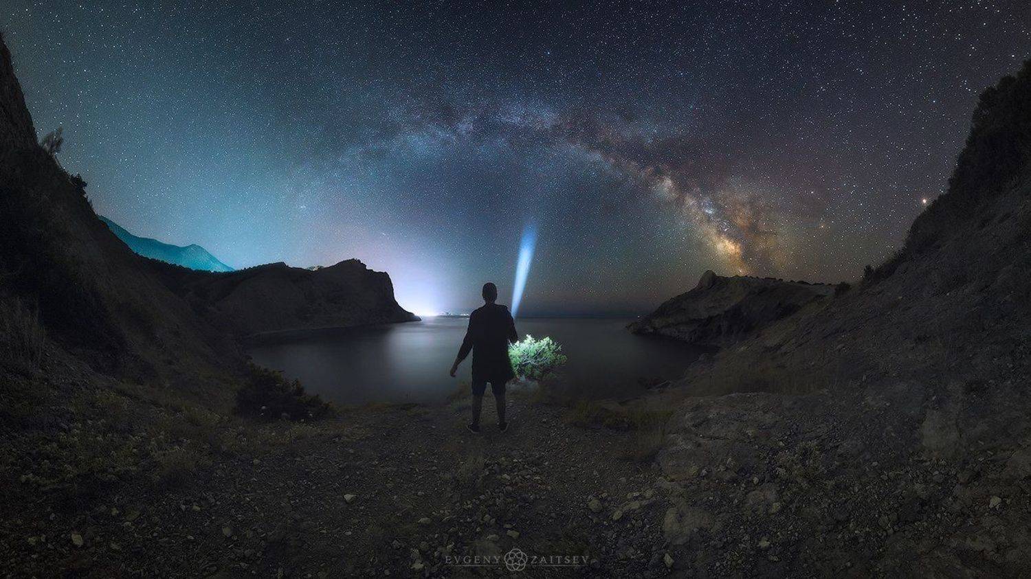 бухта, звезды, крым, млечный путь, море, новый свет, ночь, пейзаж, черное море, Женя Зайцев