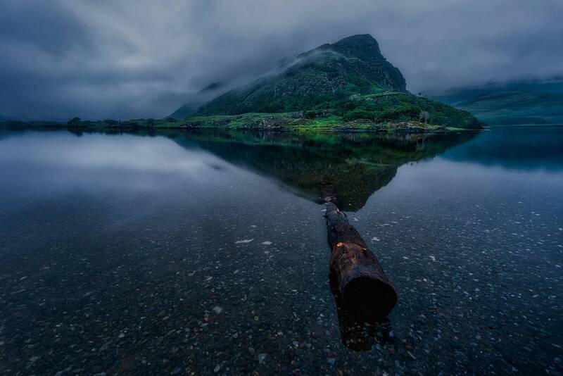landscape, nature, lake, hill, clouds, ireland, nikon, reflection, log, trees, water, waterscape, sky, mountains, blue Eagle\'s Nest фото превью