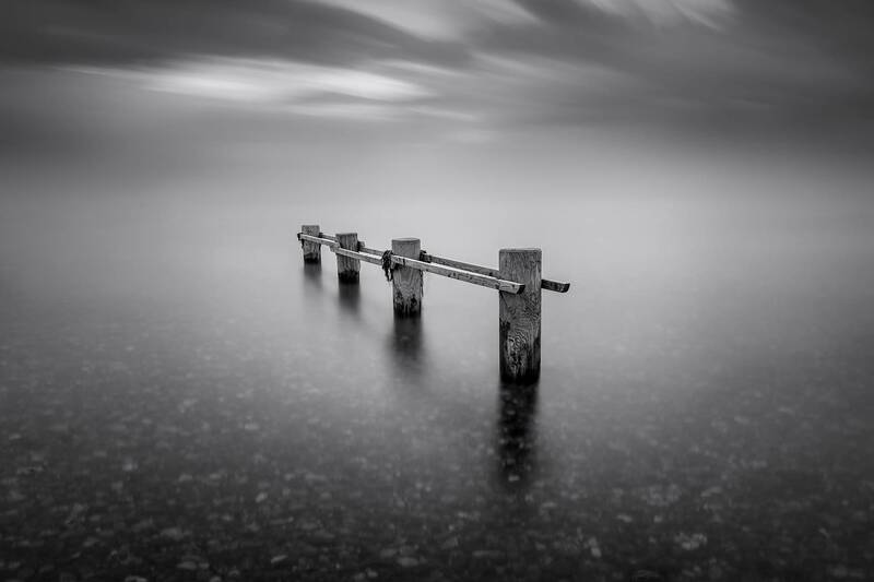 b&w, black and wite, long exposure, water, shore, beach, piers Drifting into Time фото превью