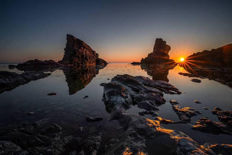 landscape, nature, coast, rock, rockformations, sunrise, sunrays Sunrise from Sinemorets фото превью