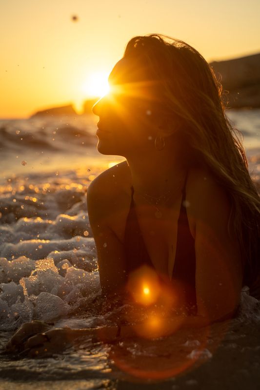 Girl, mallorca, portrait, sunrise, Beach Lourdes  фото превью