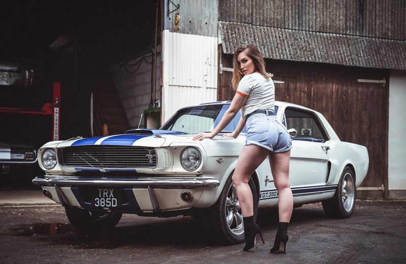 mustang, shelby, classic, car, vintage, americana, girl, model, portrait, lifestyle, automotive, muscle, denim, shorts, summer Mustang Girl (Rachelle 2) фото превью