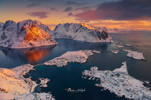 The Lofoten Islands as seen from Reinebribgen
