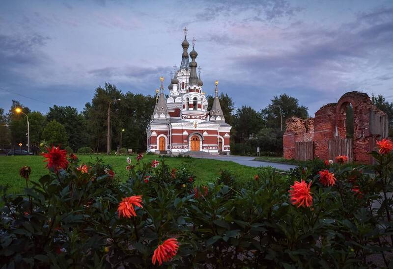 санкт-петербург, питер, павловск, храм, утро в городе Храм на рассвете фото превью