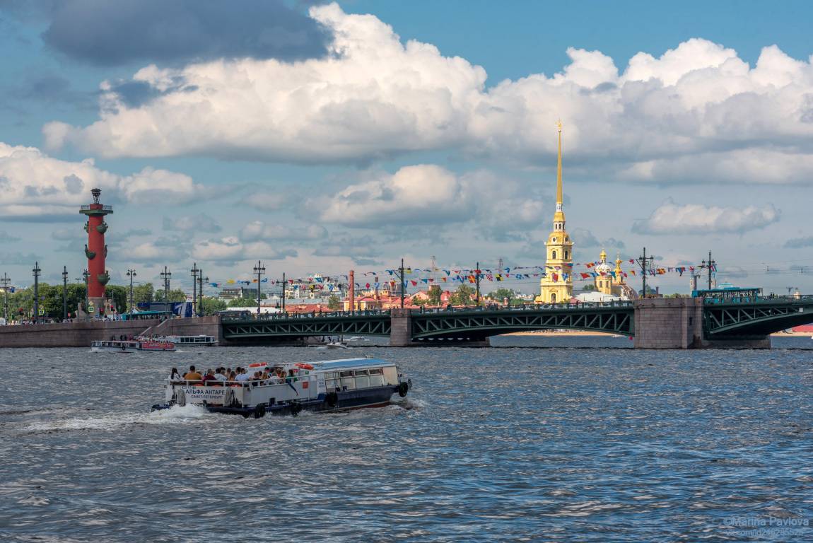 город, санкт-петербург, река нева, городской пейзаж, архитектура, день россии, дворцовый мост, петропавловская крепость, ростаральная колонна, Павлова Марина