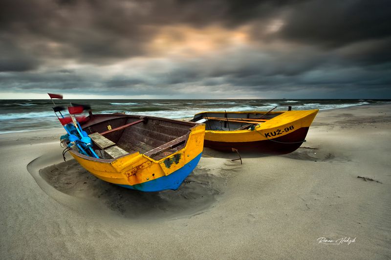Sunset, Boats, Cutter, Clouds, Sea KUZ-98 фото превью