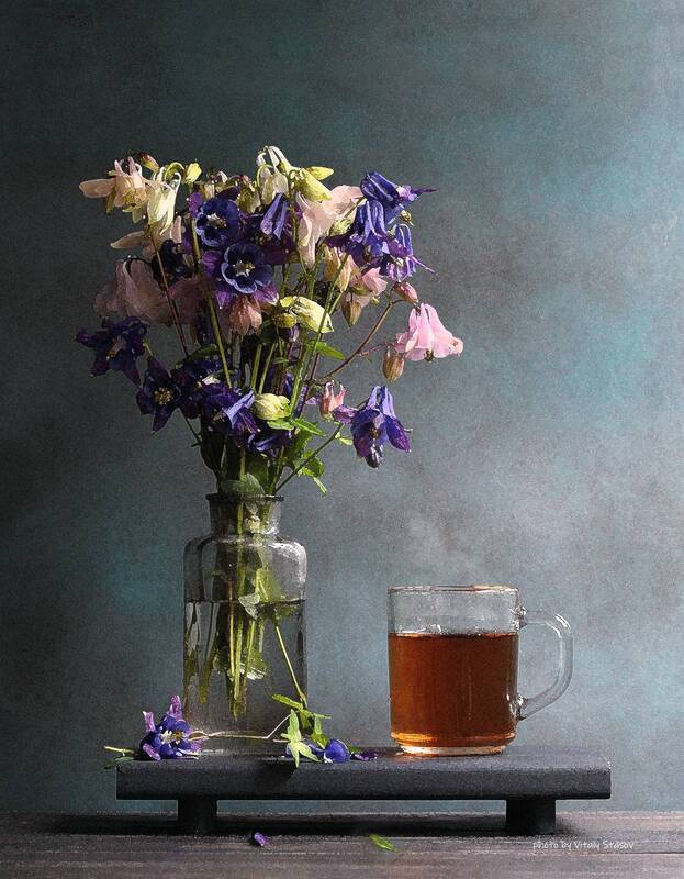 летние цветы и чай, натюрморт, акварельная фантазия, акварель, still life Летние цветы и чай фото превью