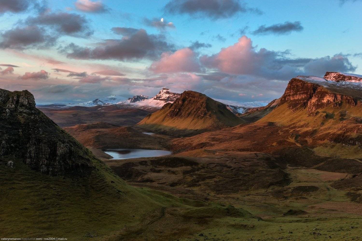 небо, восход, солнца, закат, море, горы, вода, пляж, путешествия, солнце, облака, океан, скалы,  морской, пейзаж, нагорья, Скотланд, гора, длительной, экспозиции, скай, хайланд, Киранг, Остров, Скай, skye, Шотландия, романов, Киранг, Quirang, Валерий Романов