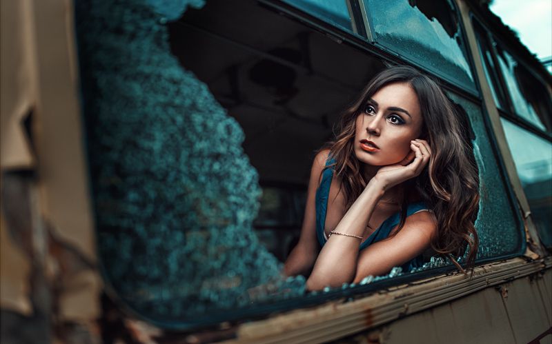Cinematic, Color, Mood, Portrait, Teal Broken window фото превью
