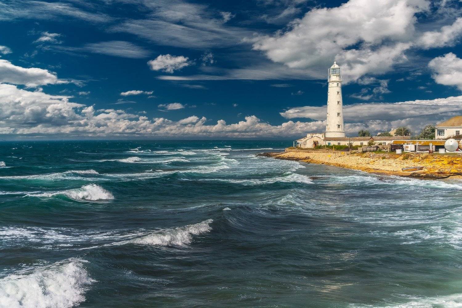 Крым, Лето, Маяк, Море, Облака, Тарханкут, Михаил Трахтенберг