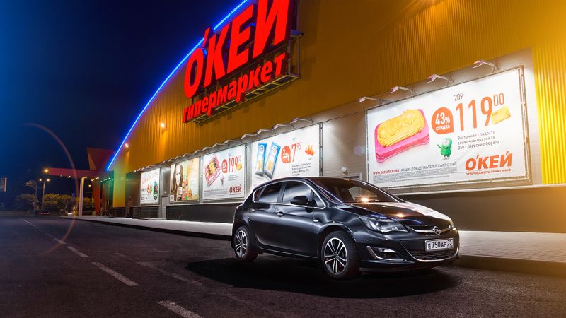 автомобиль, ночь, улица, город, пейзаж, вспышка Astra J фото превью