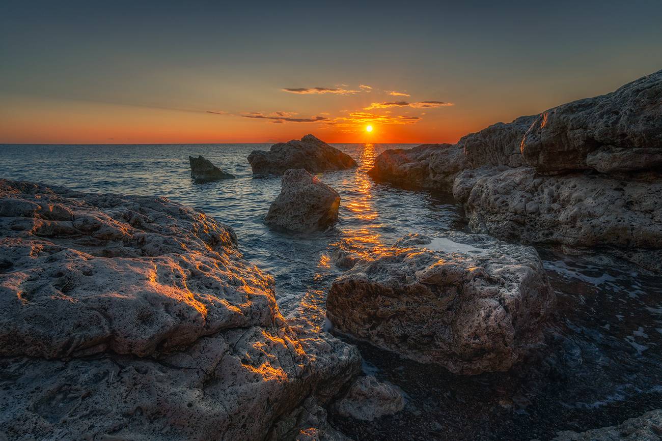 landscape, nature, sea, coast, beach, rocks, sun, sunrays, samothrace, sunset, Александър Александров