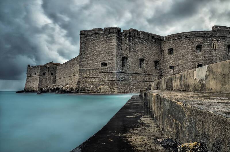 landscape, water, city, cityscape, longexposure, architecture, dubrovnik, gameofthrones, sea, croatia, clouds, storm, walls Dubrovnik-Kings Landing фото превью