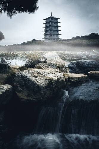 烟雨长安塔