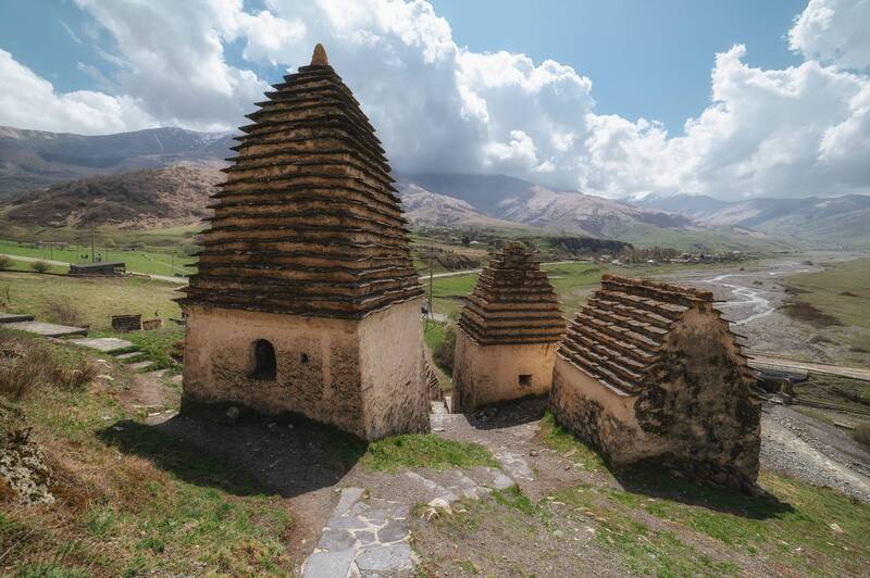 grave, tomb, caucasus, osetia, alanya, landscape Dargavs ancient necropolis. фото превью