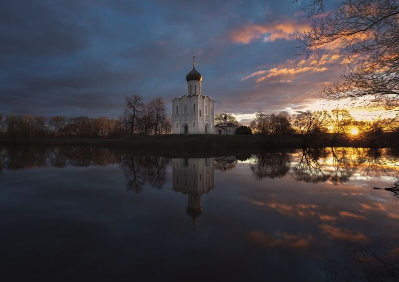 Покрова на Нерли, река Нерль, Боголюбово, разлив на Нерли Покрова на Нерли фото превью