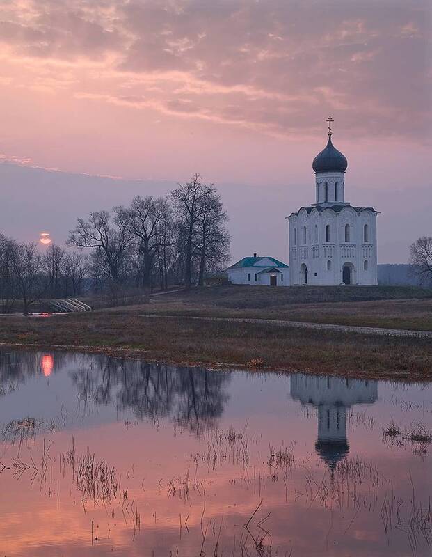 покрова на нерли, рассвет, апрель, весна. В нежных апрельских тонах. Покрова на Нерли. фото превью