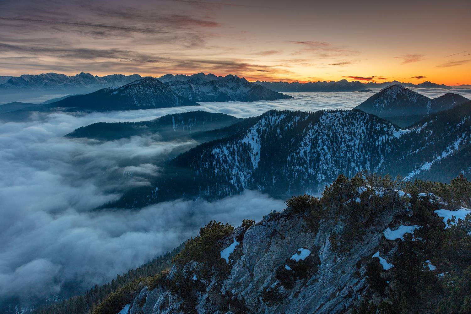 Mountains in the evening. Автор: Gregor alps, mountains, sky, landscape, germany, sunset, mists, evening sky, golden hour, Gregor