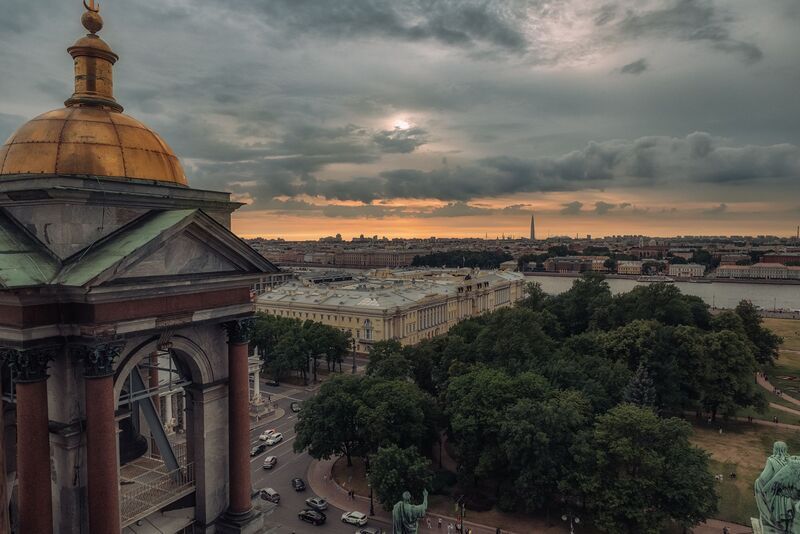 Исаакиевский, собо, закат Закат с коллонады Исаакиевского собора фото превью