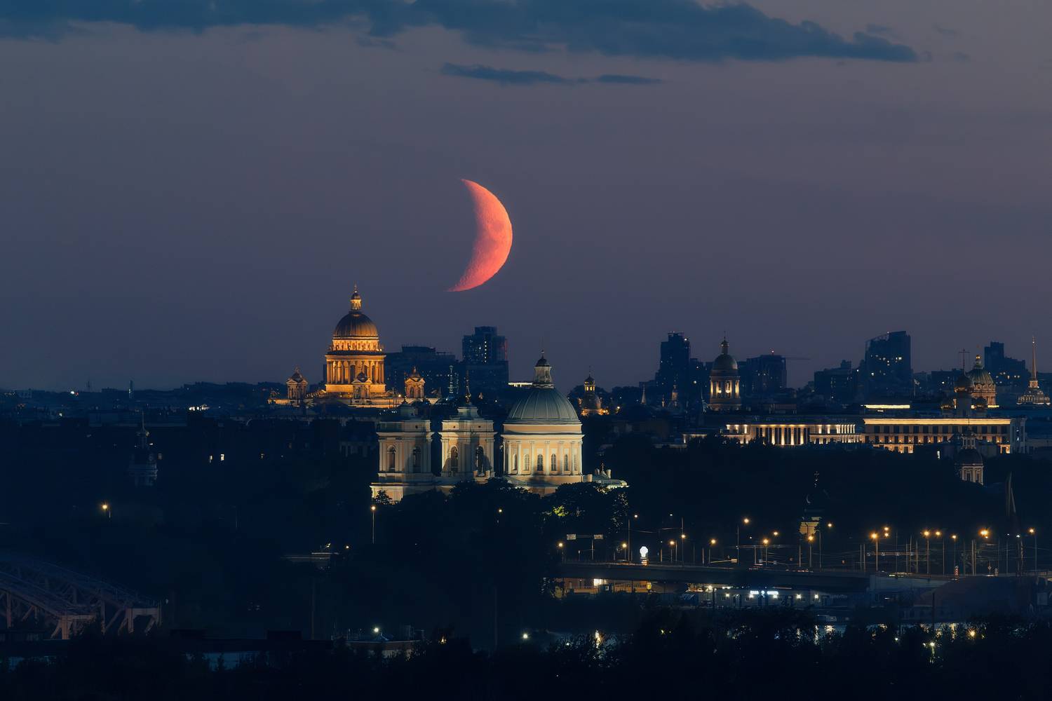 Исаакиевский собор, Александро-Невская лавра, Луна, Санкт-Петербург, Кондратенко Руслан