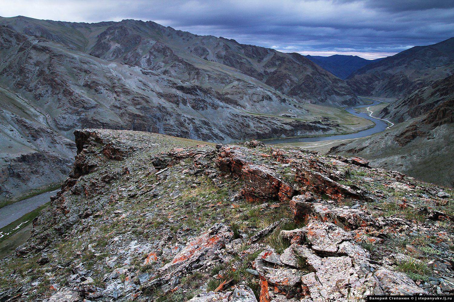 Монголия, ховд, река, длина, скалы, тучи, Степанюк Валера